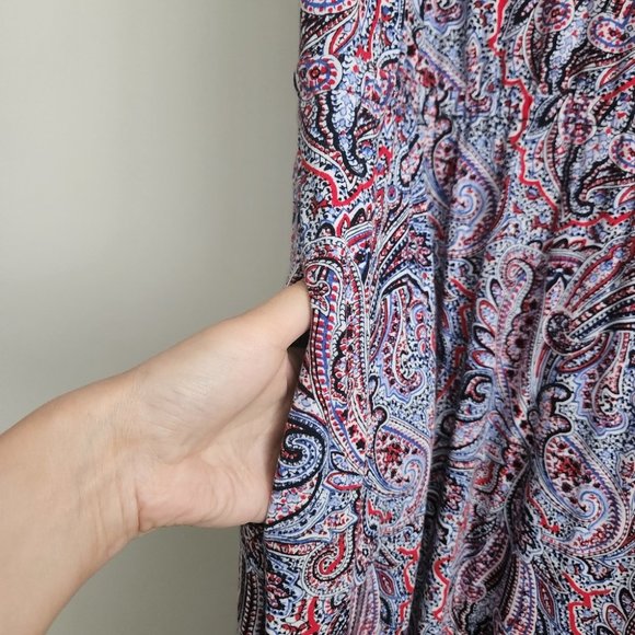 Talbots maxi dress red navy paisley sz Large - Picture 4 of 7